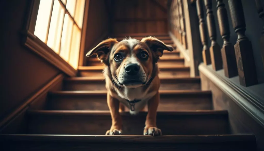 Dog Is Afraid Of Stairs