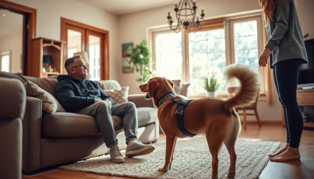 Training Dog Not To Jump On People Entering Home By Using Leash